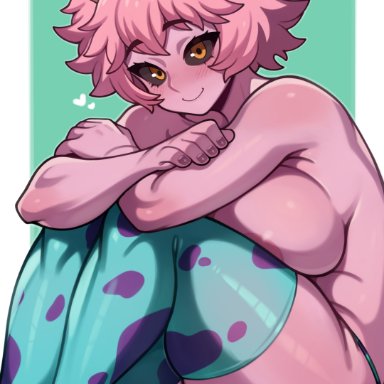 my hero academia, mina ashido, melonpuff, 1girls, antennae, areola, ass, big areola, big ass, big breasts, big thighs, blush, breasts, cute, female