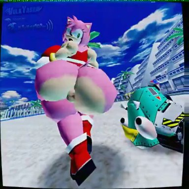 sega, sonic (series), sonic adventure, sonic the hedgehog (series), amy rose, badnik, plumenjoyerse, vulkyasha, big ass, big breasts, big penis, breasts, bubble butt, cum, cum inside